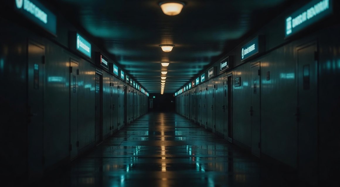 일정한 간격의 조명이 이어지는 복도 이미지 — 값이 갈리는 변수